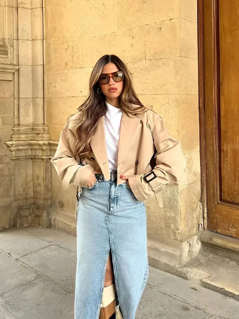 Blair Cropped Trenchcoat - Image 4