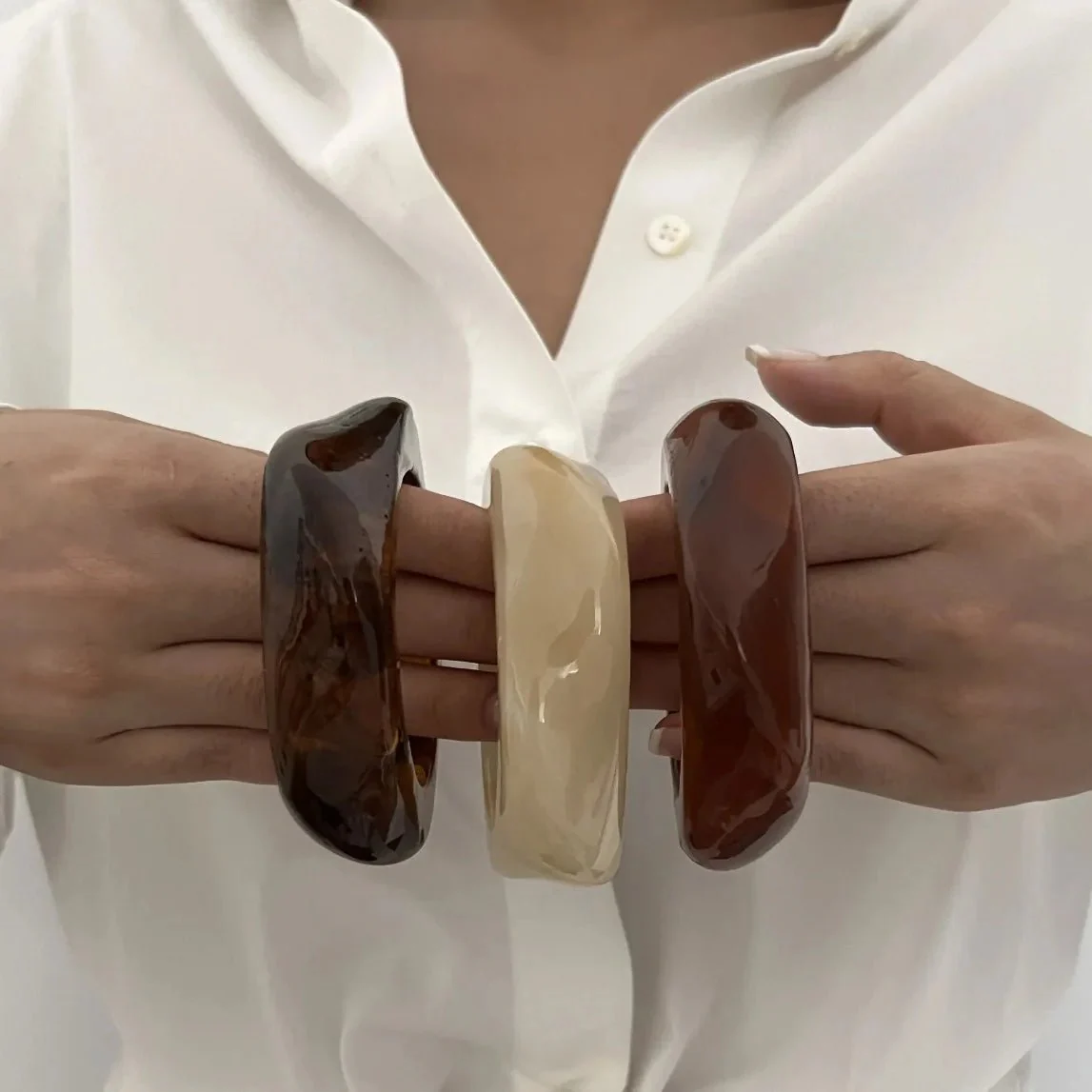 Geometric Acrylic Bangle Set - Image 3