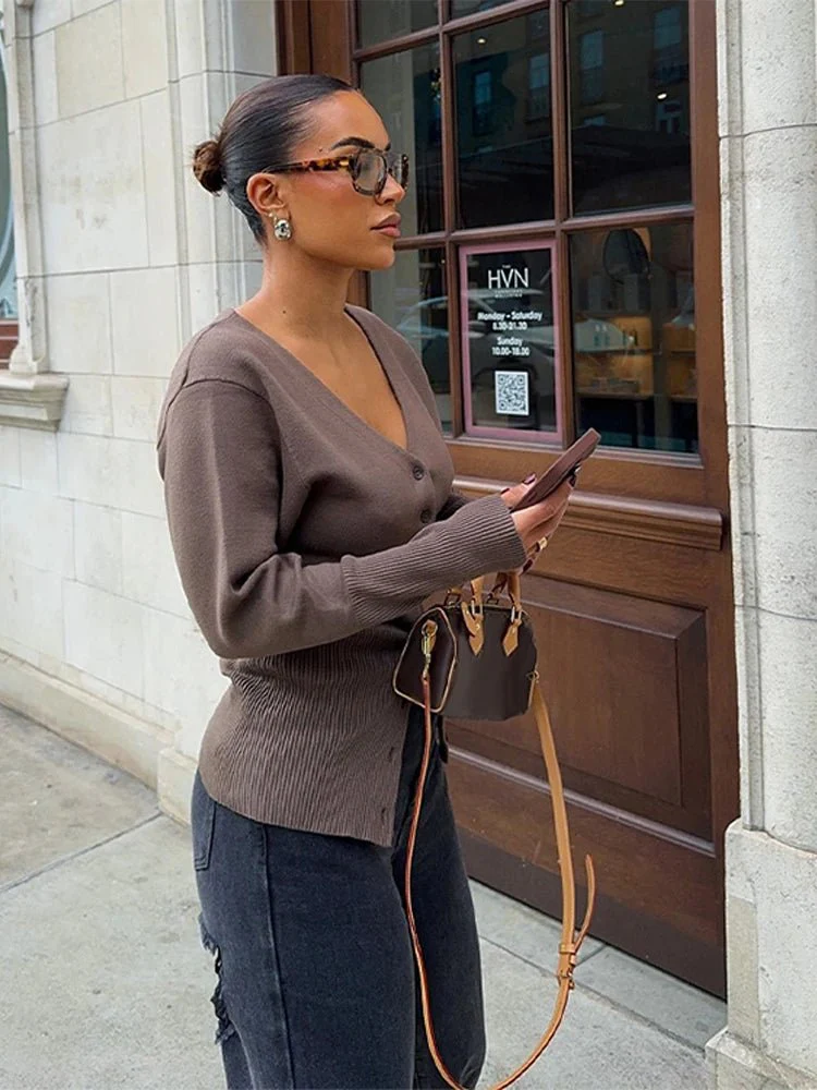 Hannah V-Neck Knit Cardigan - Image 5