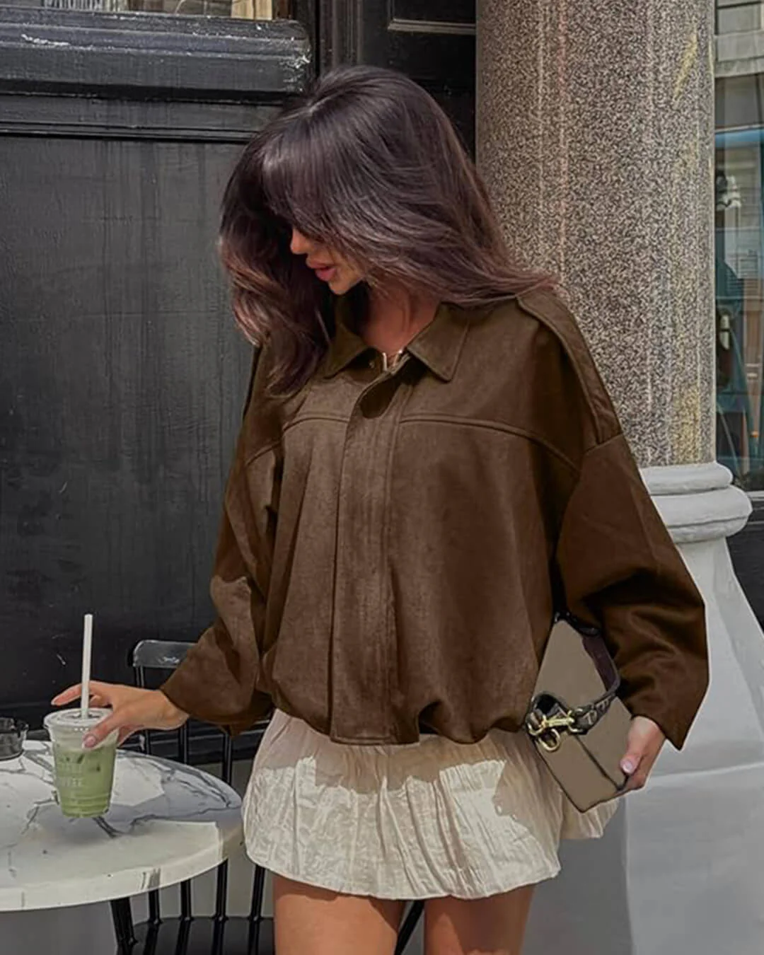 Lara Suede Bomber Jacket - Image 7