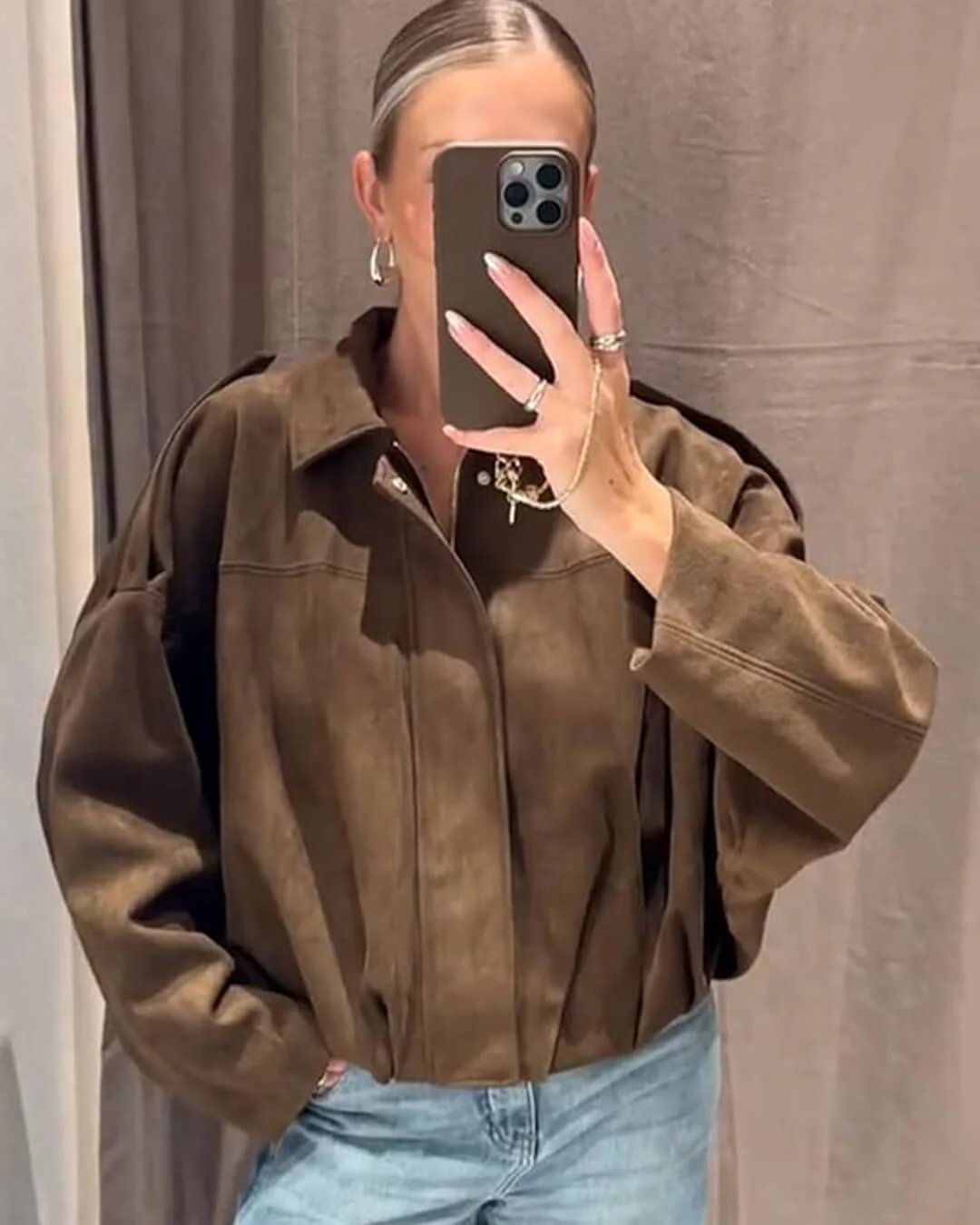 Lara Suede Bomber Jacket - Image 9