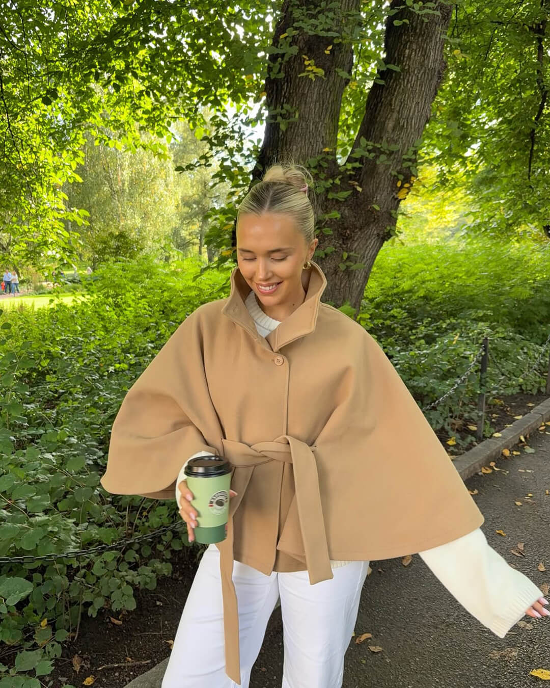 Marianne High-Neck Belted Cape Jacket - Image 10