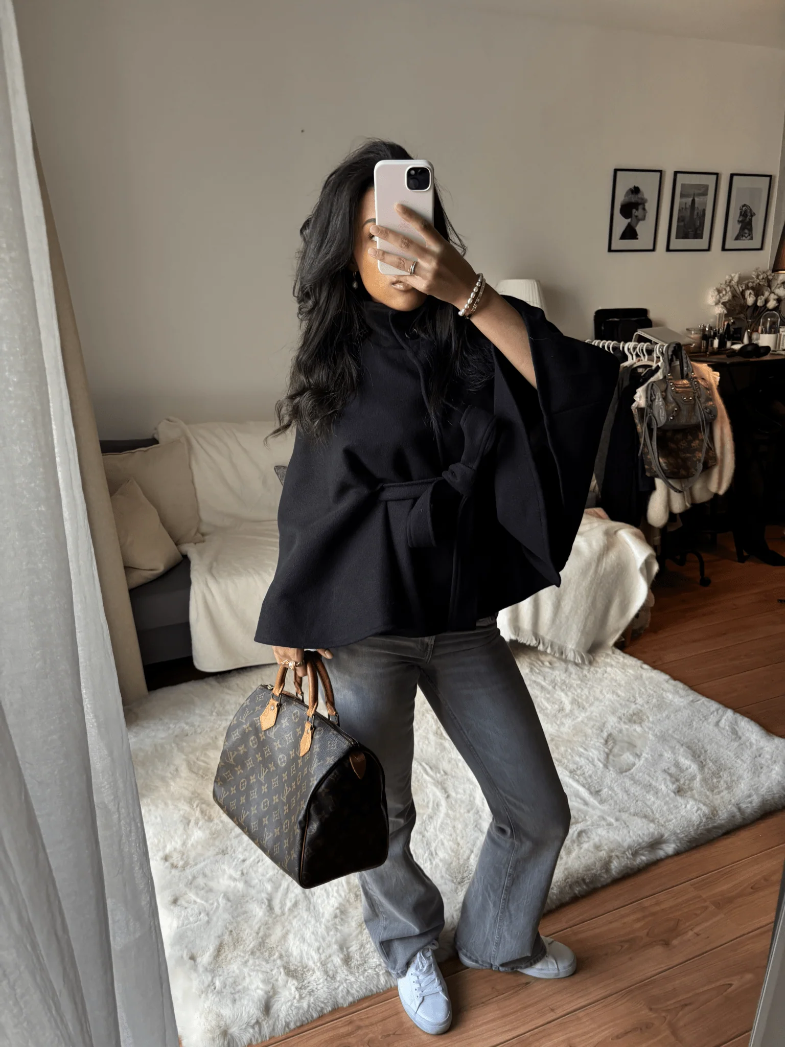 Marianne High-Neck Belted Cape Jacket - Image 14