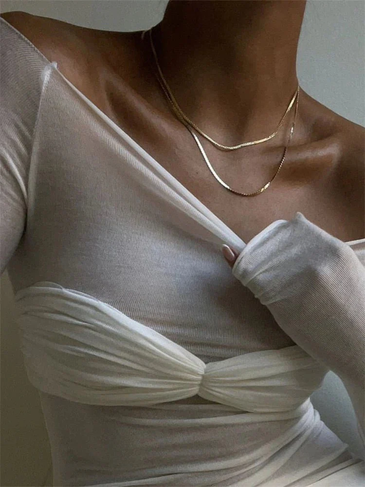 Sara Mesh Sheer Off-Shoulder Top - Image 4