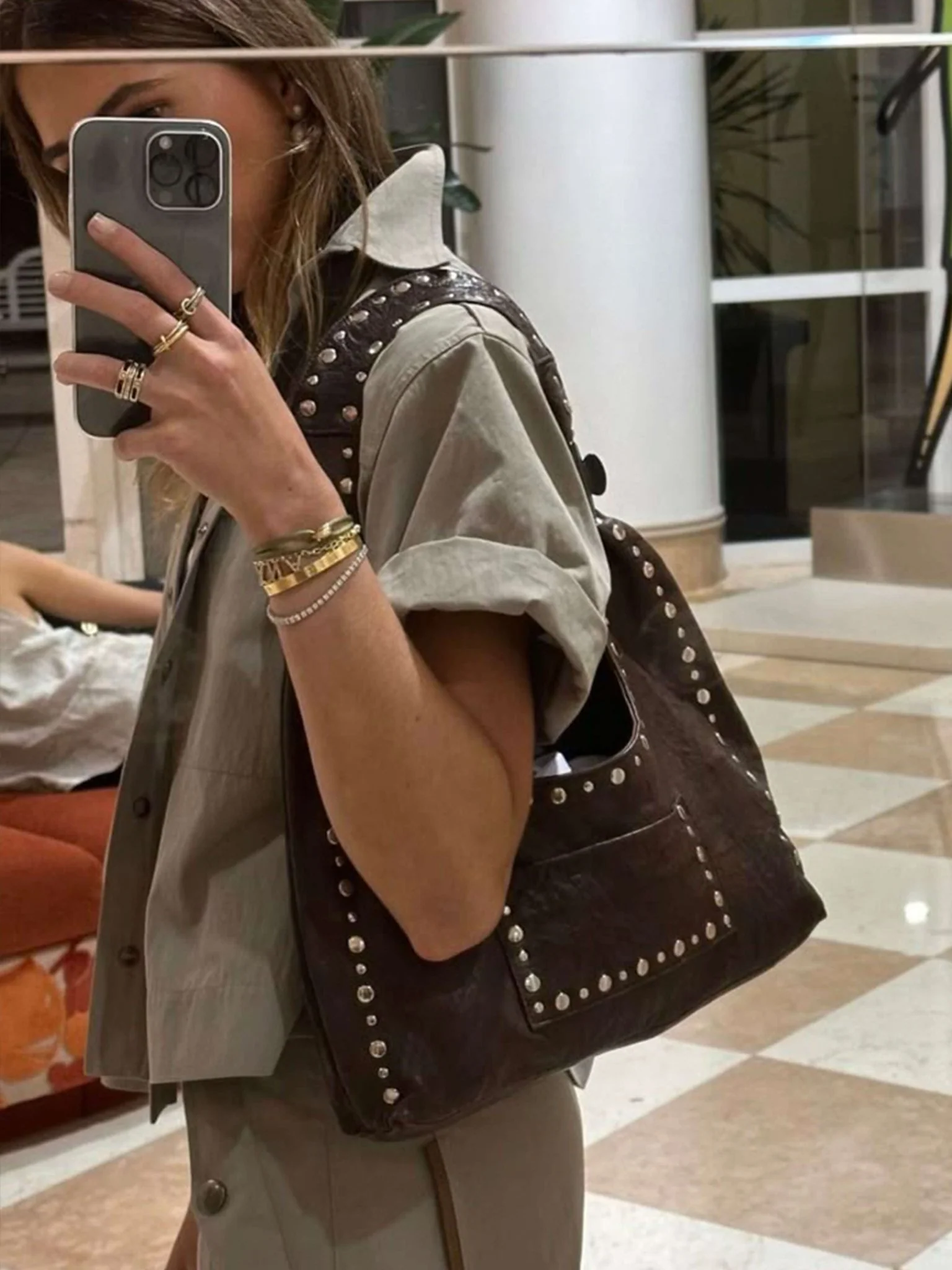 Stefani Studded Tote Bag - Image 13