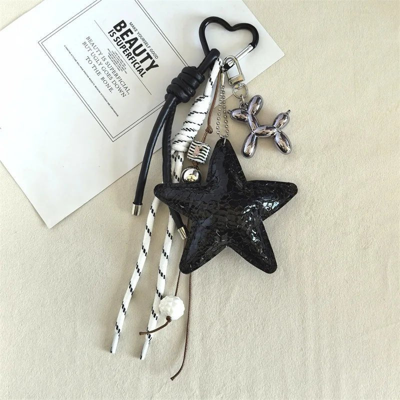 Vegan Leather Star Keychain Pendant - Image 4