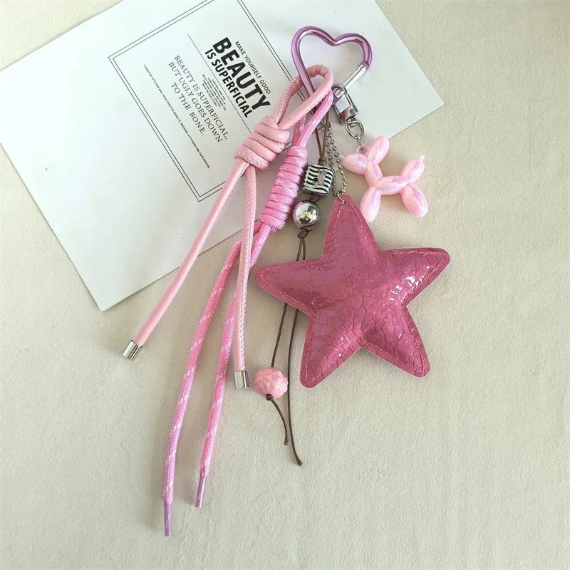 Vegan Leather Star Keychain Pendant - Image 5